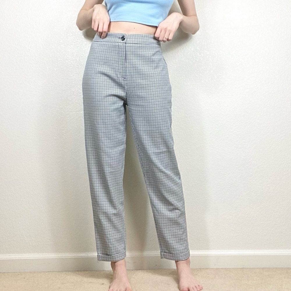 Nasty Gal White Houndstooth Check Cuffed Trousers